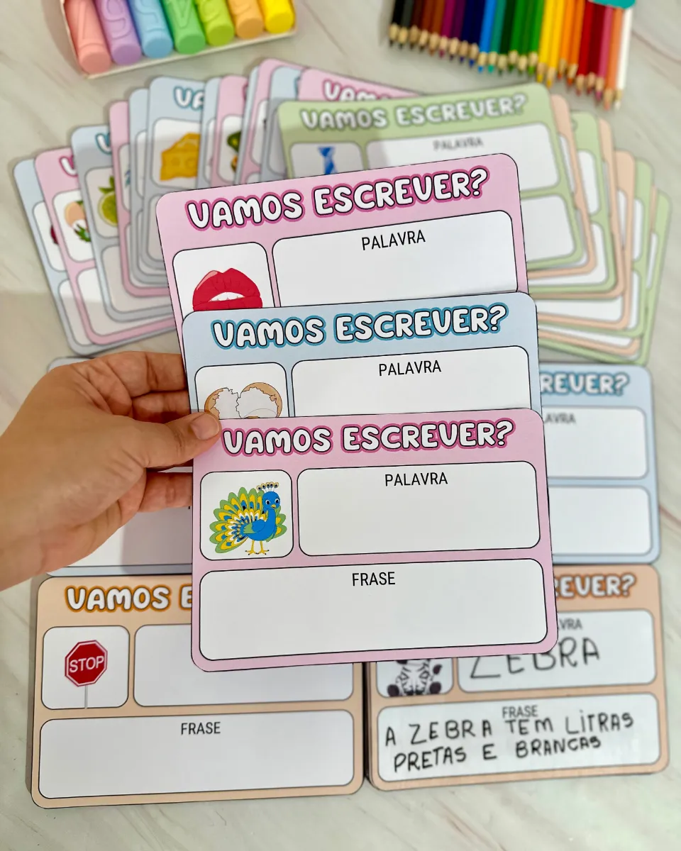 Vamos Escrever: 84 Fichas de Palavras e Frases — amostra 2: 84 fichas para formar palavras e frases com apoio de imagens