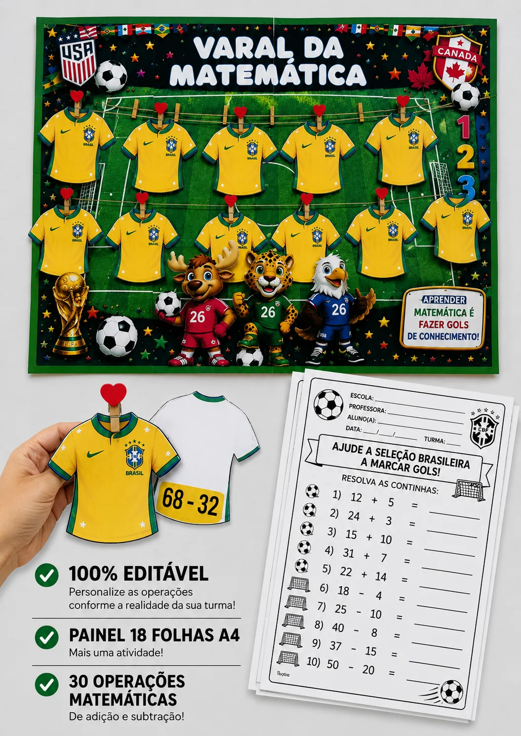 Varal da Matemática Copa do Mundo | Atividades Matemáticas para Imprimir — Matemática para Educação Infantil: Um recurso…