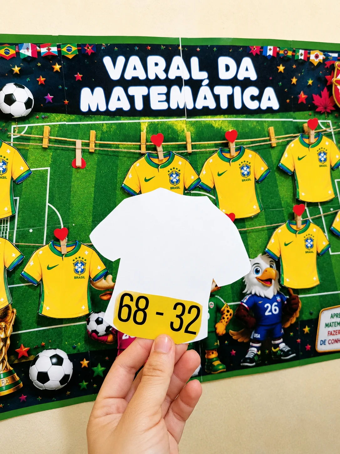Varal da Matemática - Copa do Mundo 🇧🇷 — amostra 3: Recurso lúdico e interativo para trabalhar as operações matemáticas…
