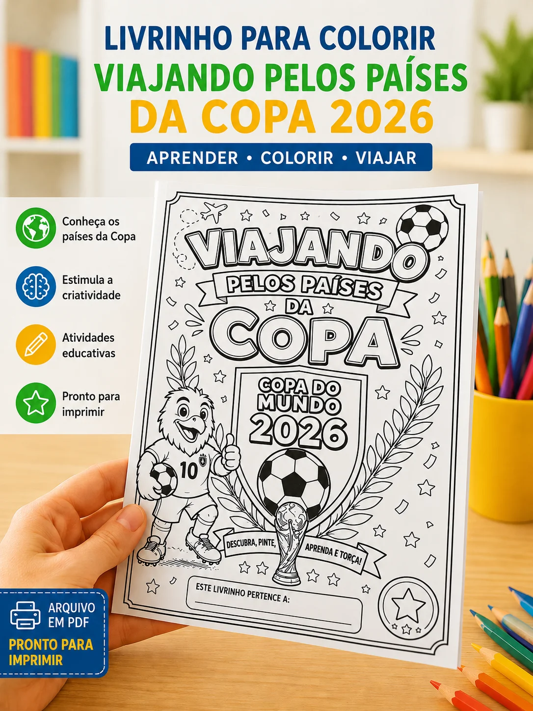 Viajando pelos Países da Copa 2026 - Livrinho para Colorir — amostra 4: Livrinho educativo para colorir sobre os países da…