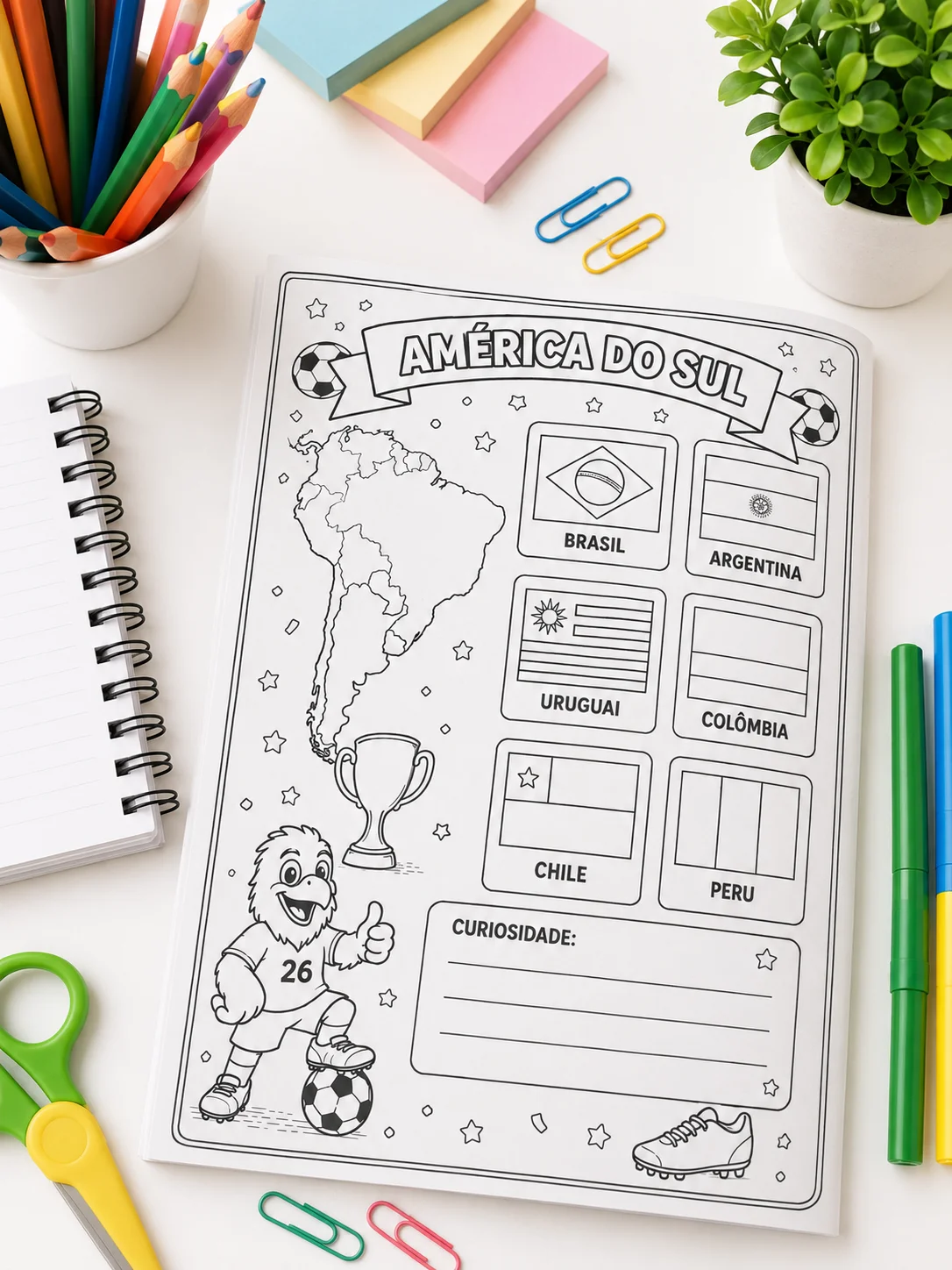 Viajando pelos Países da Copa 2026 - Livrinho para Colorir — amostra 6: Livrinho educativo para colorir sobre os países da…