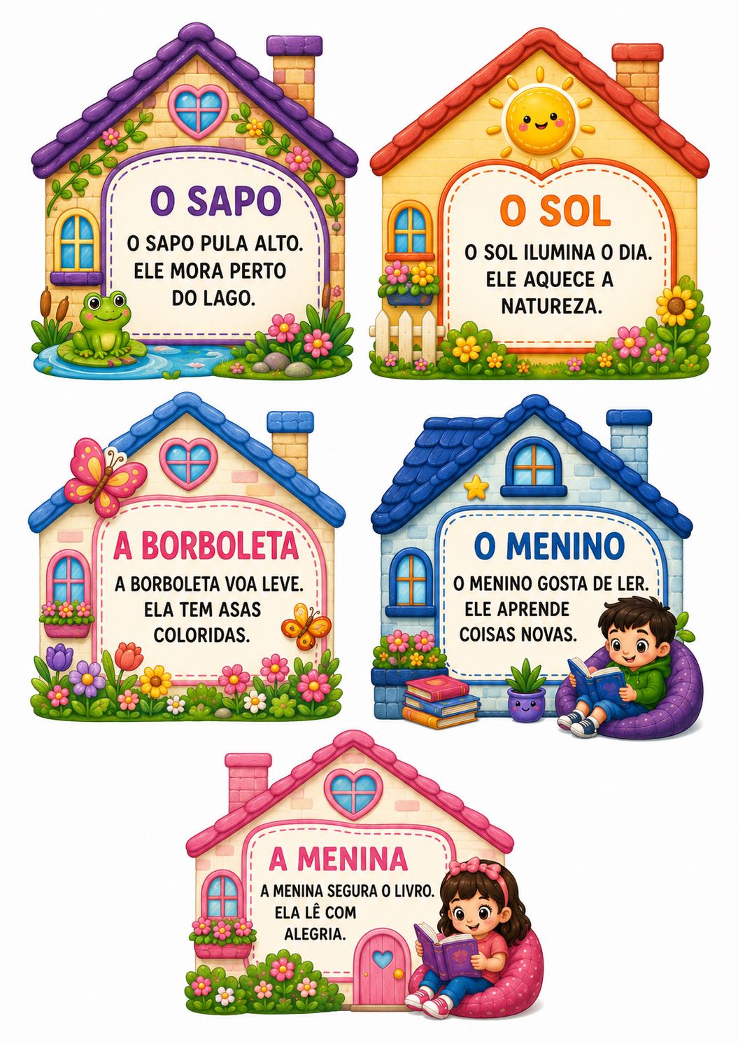 Vila das Histórias: projeto completo para incentivar a leitura — amostra 2: Painel ampliado, casinhas com textos,…