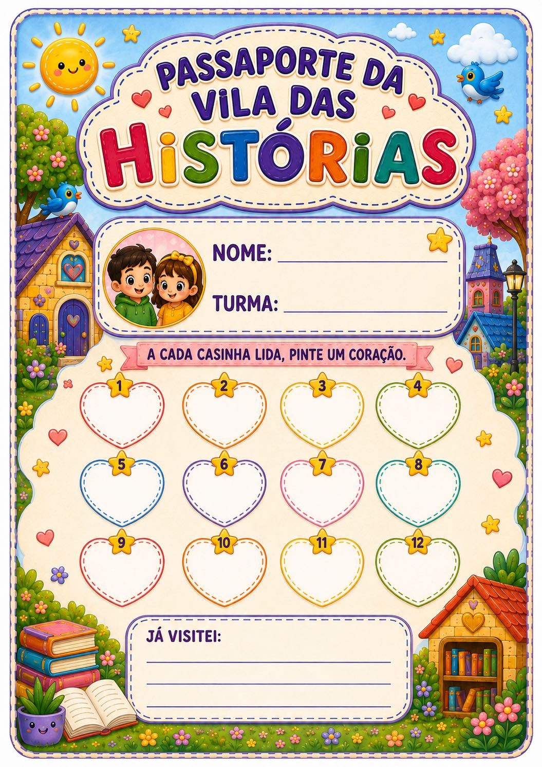 Vila das Histórias: projeto completo para incentivar a leitura — amostra 4: Painel ampliado, casinhas com textos,…