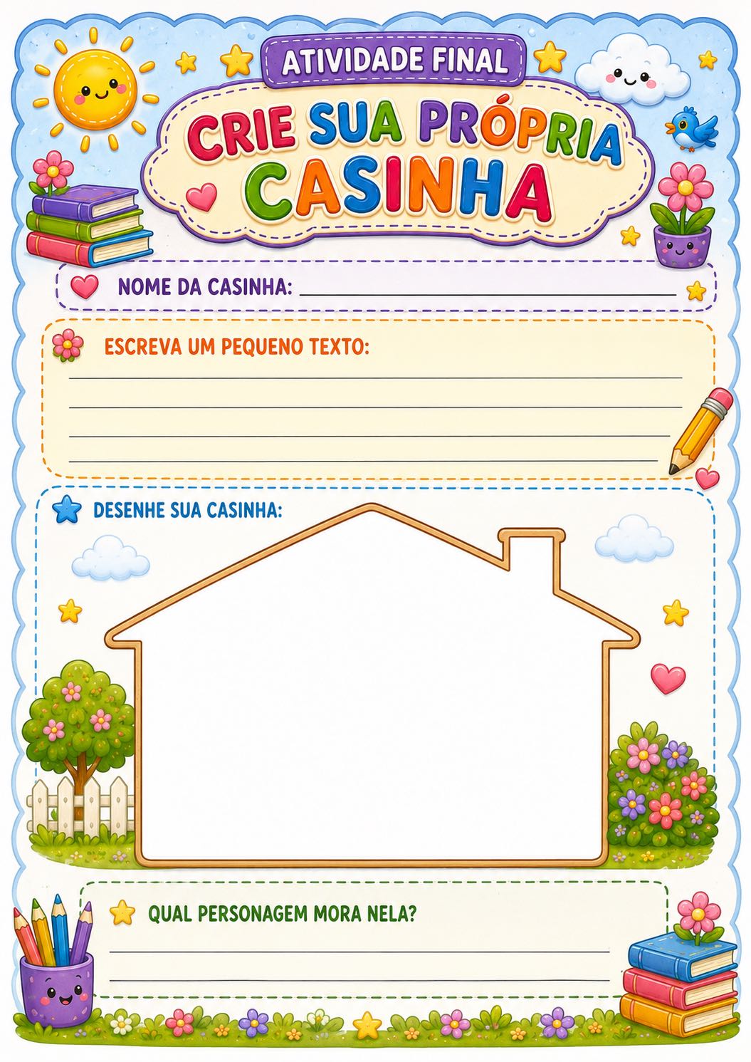 Vila das Histórias: projeto completo para incentivar a leitura — amostra 6: Painel ampliado, casinhas com textos,…