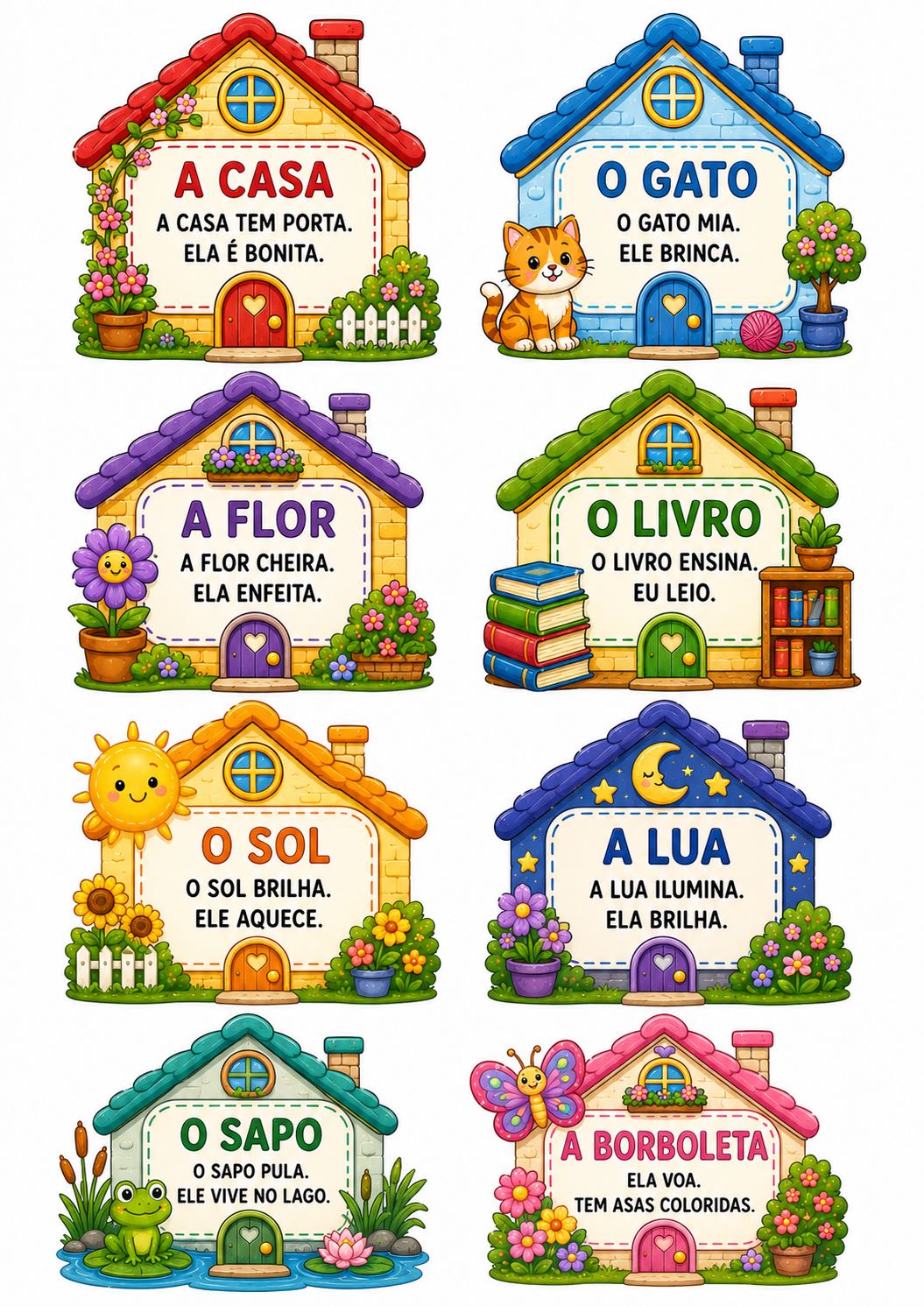 Vila das Histórias: projeto completo para incentivar a leitura — amostra 7: Painel ampliado, casinhas com textos,…