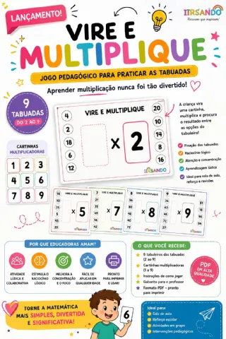 Vire e Multiplique - Jogo Pedagógico das Tabuadas 2 ao 9 — amostra 1: Transforme a prática da multiplicação em uma…