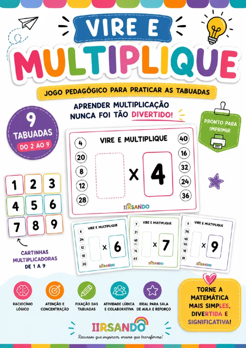 Vire e Multiplique - Jogo Pedagógico das Tabuadas 2 ao 9 — Matemática para Todas as séries: Transforme a prática da…
