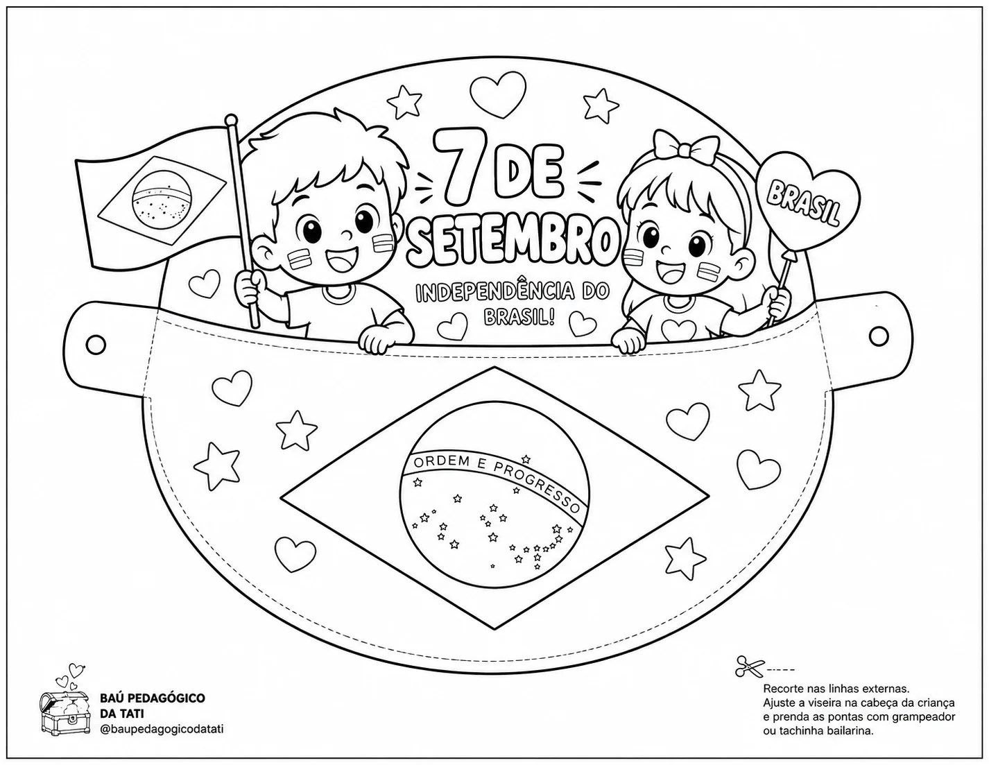 Viseira 7 de Setembro para Colorir – Educação Infantil — amostra 1: Deixe a comemoração do 7 de Setembro ainda mais…