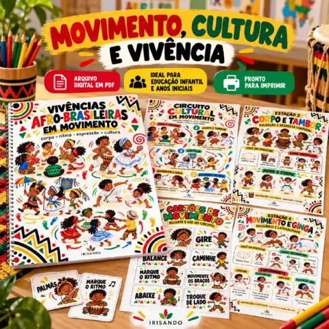 Vivências Afro-Brasileiras em Movimento | Consciência Negra — amostra 2: Circuito com 5 estações, cartões e desafios para…