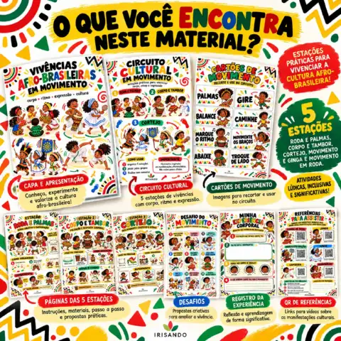 Vivências Afro-Brasileiras em Movimento | Consciência Negra — amostra 3: Circuito com 5 estações, cartões e desafios para…