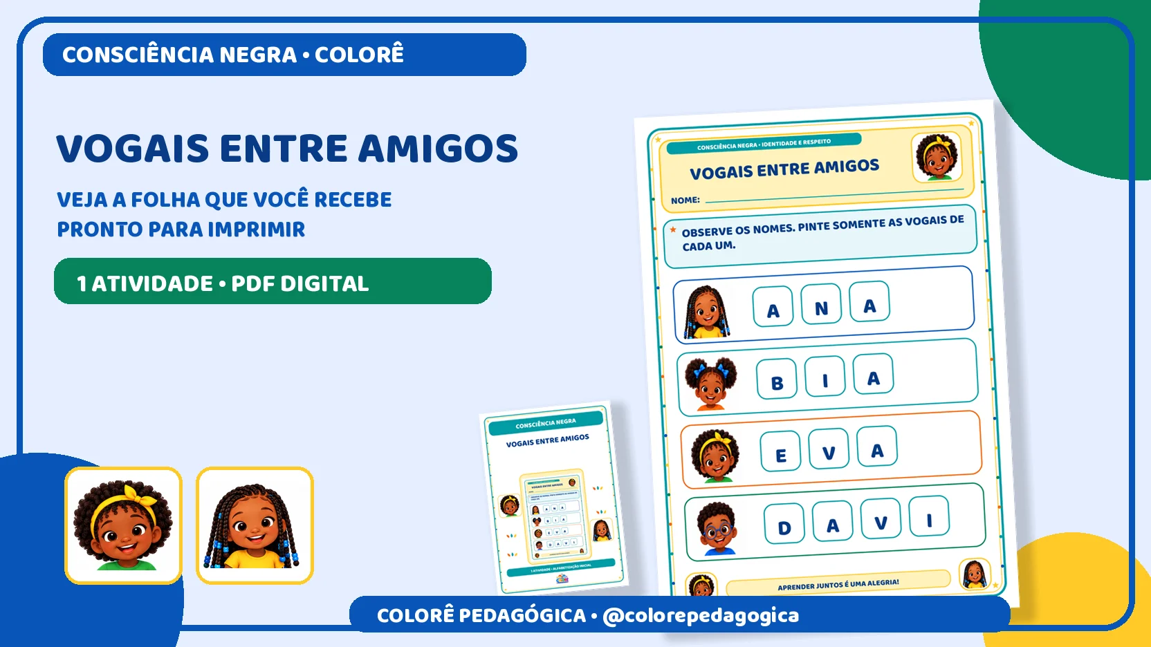 Vogais entre amigos | Alfabetização e Consciência Negra — capa do material
