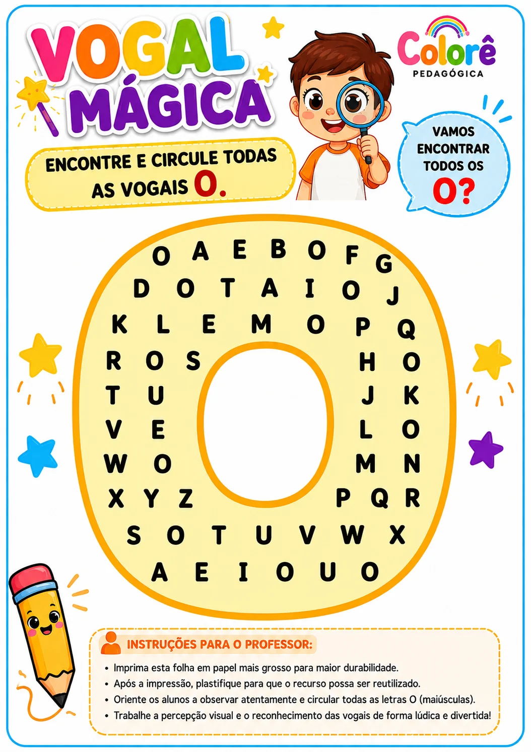 ✨🔎 VOGAL MÁGICA – ENCONTRE E CIRCULE! 🔎✨ — amostra 3: ✨🔎 VOGAL MÁGICA – ENCONTRE E CIRCULE
