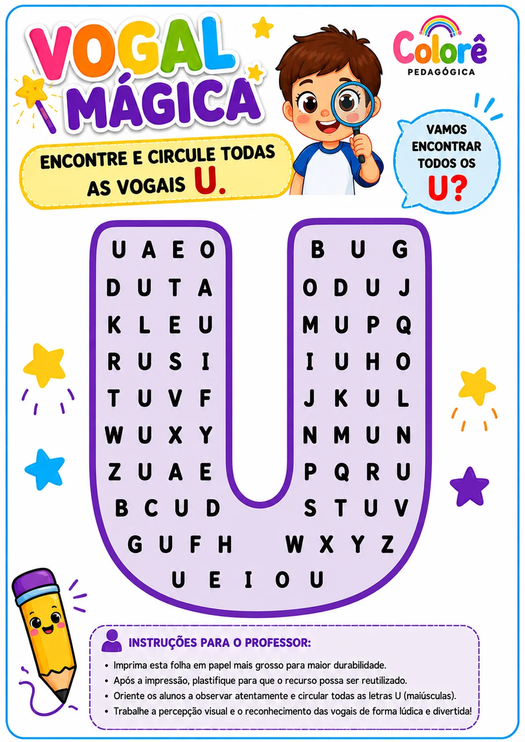 ✨🔎 VOGAL MÁGICA – ENCONTRE E CIRCULE! 🔎✨ — amostra 4: ✨🔎 VOGAL MÁGICA – ENCONTRE E CIRCULE