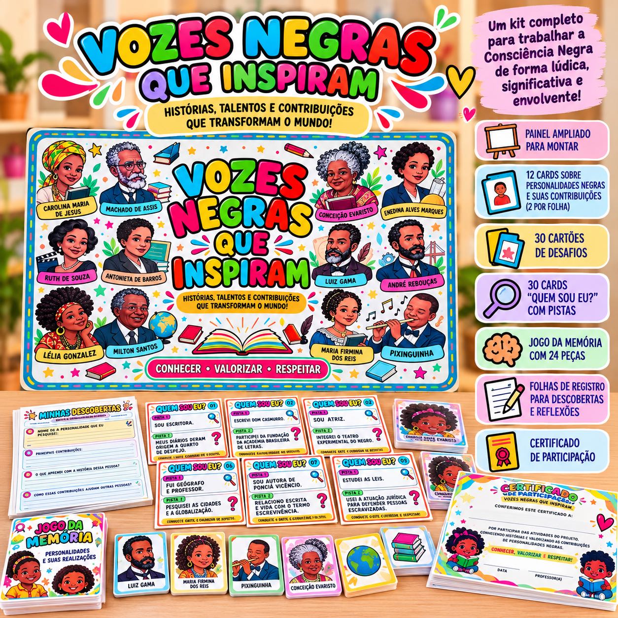 Vozes Negras que Inspiram – Kit Consciência Negra — Português para Todas as séries: Kit pedagógico completo para trabalhar…
