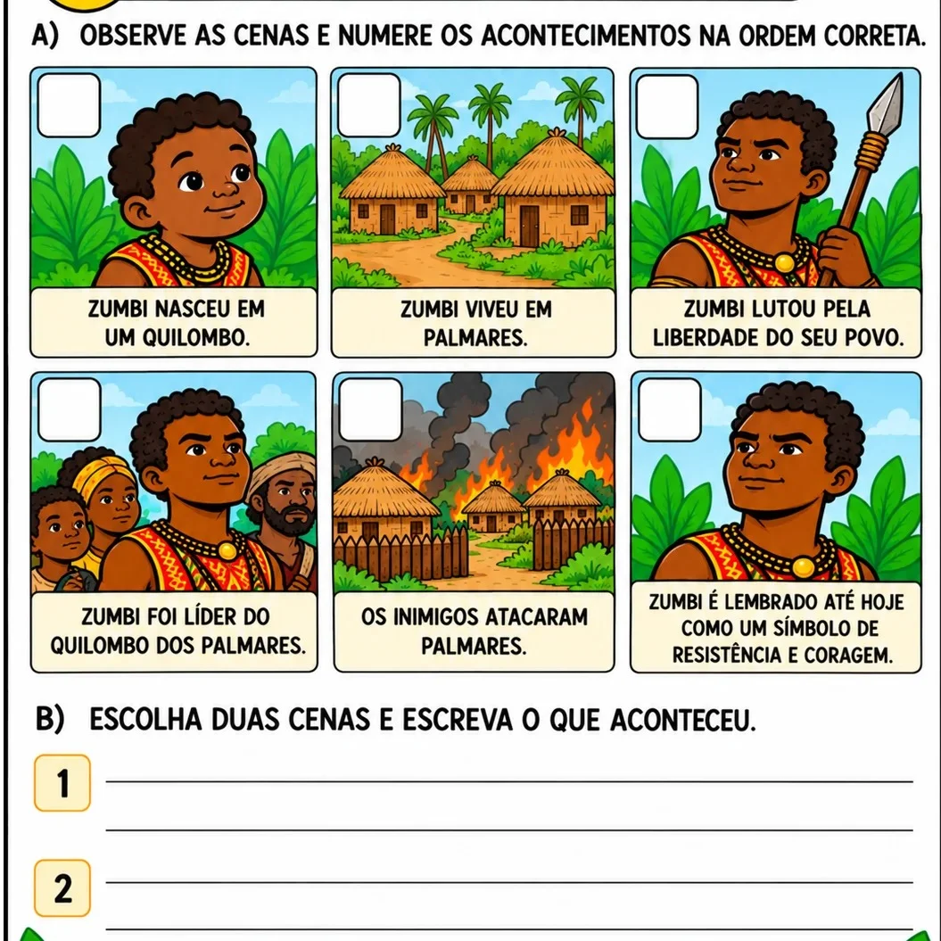 ZUMBI DOS PALMARES – UMA HISTÓRIA DE CORAGEM E LIBERDADE — amostra 3: DESENVOLVIMENTO: MESA DA PROFESSORA